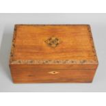 A 19thC. inlaid "jewellery" box, 9.75in wide x 6.5in deep x 4.1in high