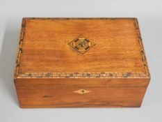 A 19thC. inlaid "jewellery" box, 9.75in wide x 6.5in deep x 4.1in high