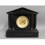 A Victorian slate mantel clock, 11.75in high x 12.