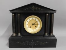 A Victorian slate mantel clock, 11.75in high x 12.