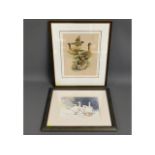 A Fred Clarke watercolour of ducks, image size 13i