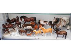 A quantity of 17 mixed ceramic horses & ponies inc