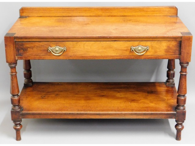 A 19thC. mahogany console table with drawer & bras