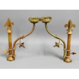 A pair of adjustable copper candle sconces, some b