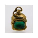 A 9ct gold charm in the form of a ships lantern, 2.61g