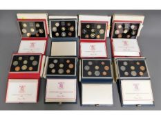 Eight Royal Mint proof coin sets