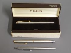 A Parker fountain pen & two Parker biro pens