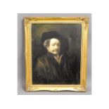 A gilt framed oil on canvas portrait of Rembrandt,