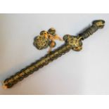 An antique Chinese coin sword, 15in long