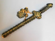 An antique Chinese coin sword, 15in long