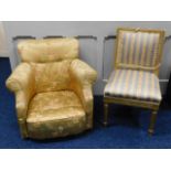 A Regency style gilded dining chair twinned with a