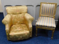 A Regency style gilded dining chair twinned with a