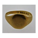 A 9ct gold signet ring, size O/P 3g