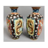 A pair of c.1900 Japanese cloisonne vases, small a