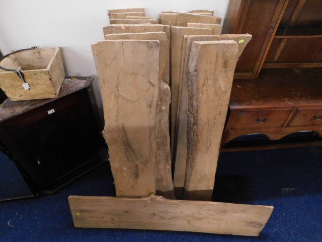 Twenty elm planks, approx. 50in long each