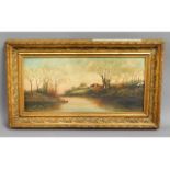 A gilt framed Victorian landscape oil of a river s
