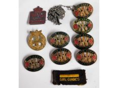 A quantity of WI badges, a WVS badge, a Downderry