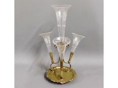 A Victorian glass & plate epergne, 16in high