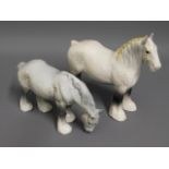 Two Beswick grey shire horses, tallest 8.3in