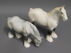 Two Beswick grey shire horses, tallest 8.3in