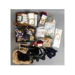 A quantity of costume jewellery & beaded lacework