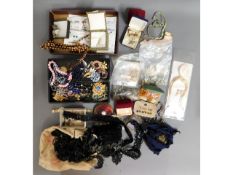 A quantity of costume jewellery & beaded lacework
