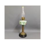 A Victorian oil lamp with slate & brass stand & op