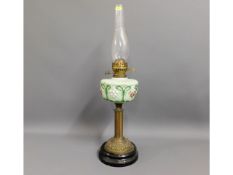 A Victorian oil lamp with slate & brass stand & op