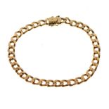 9ct gold bracelet of filed curb link design, 22cm long approx, 19.3g approx Condition: **General
