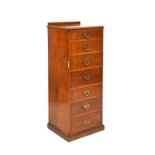 Early 20th Century tall oak chest of seven drawers, each with drop brass handles, 120cm x 47cm x