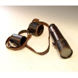 Aitchinson of London - Leather bound three-draw brass telescope, 'The Target' Condition: Wear to