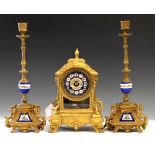 Late 19th Century French porcelain and gilt metal mantel clock with Oman cellular dial over glazed