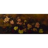 C Butler - Oil on board - Study of Roses, dated 1.8.99, 42cm x 103.5cm, in gilt frame Condition: