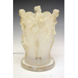 Frosted plastic table lamp or night light in the Lalique tradition, 31cm high Condition: **General