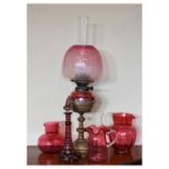 Quantity of cranberry and other glass ware Condition: Most pieces do have some form have damage, the