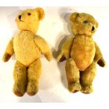 Two 20th Century golden mohair teddy bears Condition: Wear to mohair in places - ** General