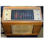 Vintage 1950's Pye Cambridge International broadcast receiver vintage radio in maple case, 59cm wide