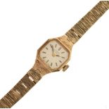 Rotary - Lady's 9ct gold cocktail watch, silvered dial with baton hour markers, approximately 15mm