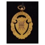 George V 9ct gold fob, engraved 'Winners C.S.L. 1931-1932', Birmingham 1929, 27mm excluding