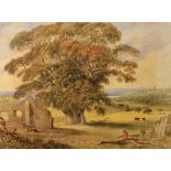 English School - 19th Century watercolour 'Royal Oak, Leigh Court, 1830', being a view of Abbots
