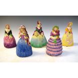 Five Goss porcelain figures comprising Edith, Miss Prudence ( x 2), Annette and Bridesmaid, 15cm