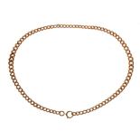 9ct gold necklace of graduated curb links, 42cm long approx, 33g approx Condition: **General