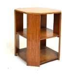1930's Art Deco-style golden oak book table of canted square design with fluted corners, 58.5cm