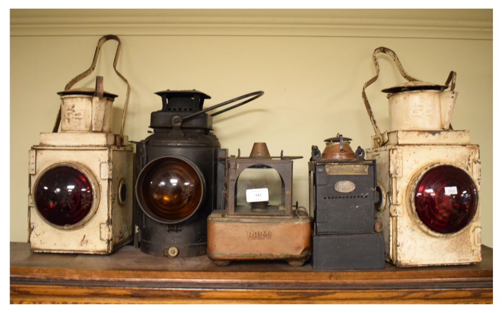 Railway Interest - Five various railway lamps including markings for Intercity, British Rail