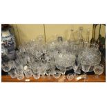 Quantity of modern cut table glass to include; decanters, glasses, bowls etc Condition: All items