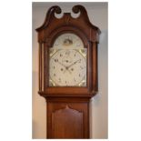Early 19th Century oak and mahogany cased eight-day painted dial longcase clock, with 12-inch Arabic