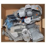 Quantity of Hasbro Star Wars plastic toys comprising: Millennium Falcon, AT-ST Walker, etc
