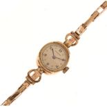 Longines - Lady's rolled gold cocktail watch, champagne dial with Arabic even numbers, 9ct gold