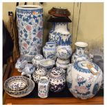 Quantity of late 20th Century Chinese ceramics to include; umbrella stand, ginger jars, etc