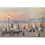 Helen Bradley (late 20th Century) - Signed coloured print - 'Evening on the Promenade', signed in